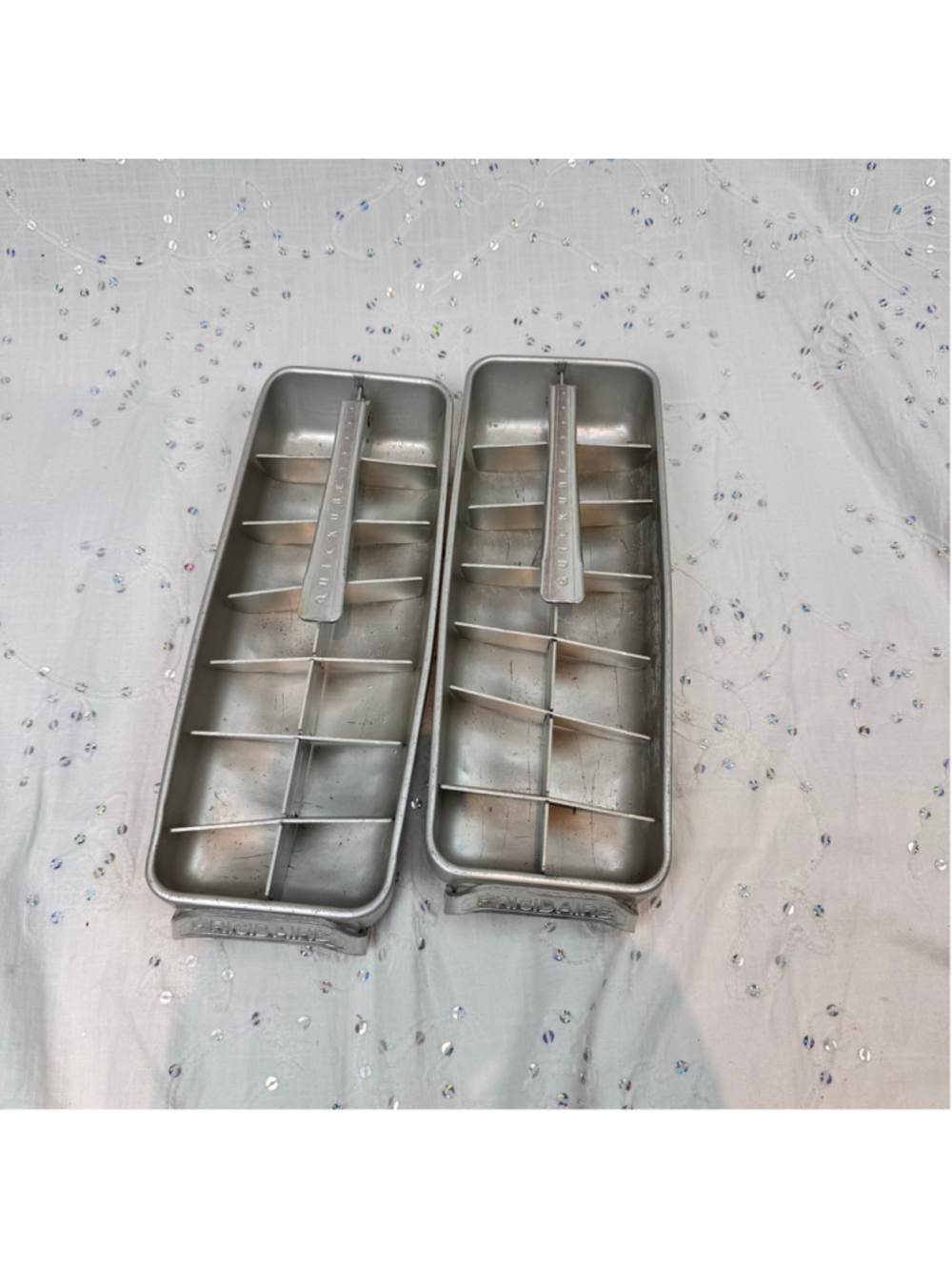 Vintage Frigidaire Quickube Ice Cube Trays Set of 2 | 1950s Aluminum Ice Trays